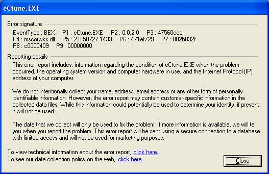 error details