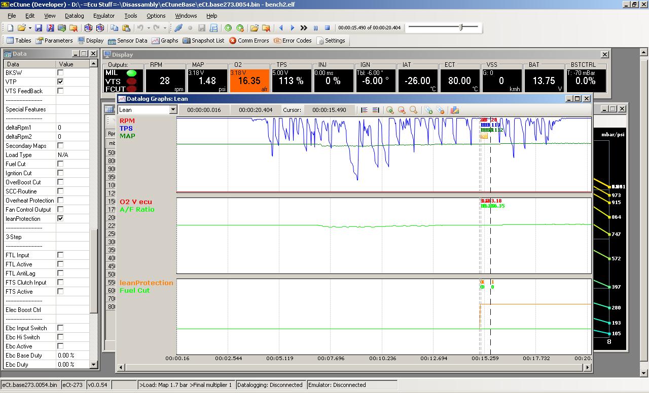 lean protect checkbox on/graph on