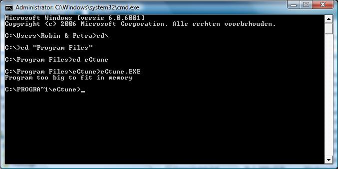 Error msg in dos